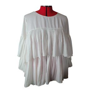 Lane Bryant Pleated Tiered Ruffle Top EUC
